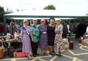 Dolled up: From left, Cora Grove, Kay Mather, Trish Pardoe, Lilian Griffiths and Liz Kilgour in the vintage attire.