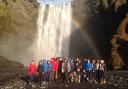 Icelandic adventure: Pupils and staff from Abberley Hall School at Skogafoss Falls in Iceland.