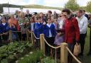 THUMBS UP: Abberley Parochial Primary School pupil Josh Cook makes Princess Anne laugh at RHS Malvern Spring Festival.