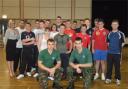 Kidderminster College sports students with Royal Marines Harry Baxter and Dane Binks