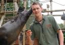 Edward Dalley and his counter part Moocha, a 20 year old South African Fur Seal, brush up on their acting skills.