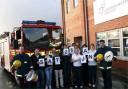 Fire Fighters from Kidderminster Fire Station join staff and students at Kidderminster College to launch the charity sale.