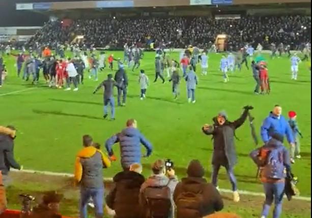 There were wild celebrations at Aggborough after Kidderminster Harriers beat Reading in the FA Cup third round. Picture: Newsquest