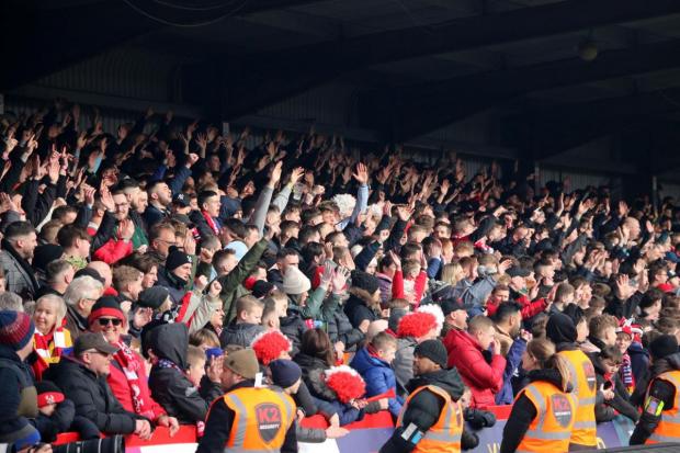 Harriers fans at the FA Cup clash against West Ham