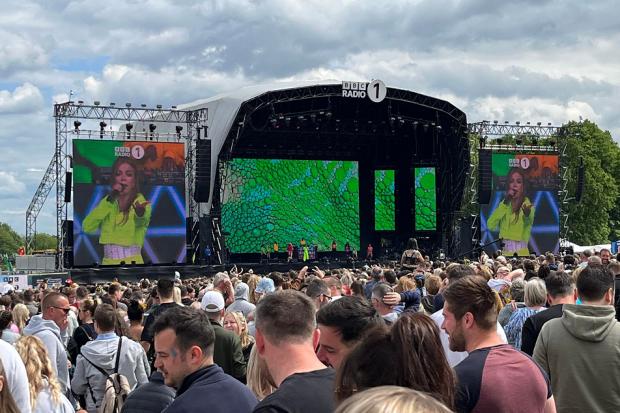 Becky Hill performing at BBC Radio 1's Big Weekend