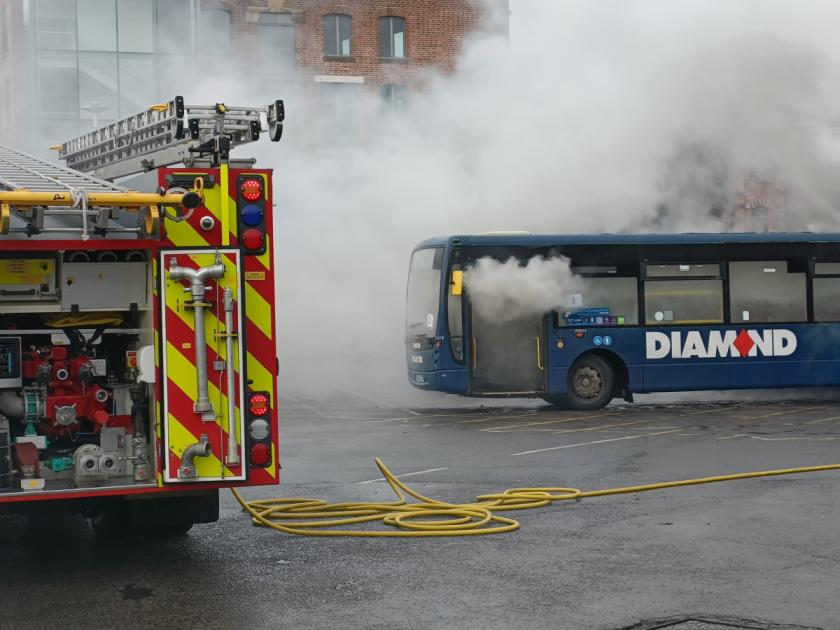 Dramatic scenes as bus catches fire in Kidderminster