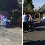 Residents and staff at Summerdyne Care Home in Bewdley 'do the conga' to lift spirits during the coronavirus lockdown