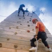 Reach for the skies: The climbing wall at Pontin's.