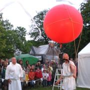 Full of fun: Hoodwink Theatre Company during one     of their outdoor performances.