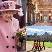 (left-clockwise) Queen Elizabeth II (PA), Buckingham Palace (Buyagift) Windsor Castle ( PA)