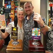 Chris and Tracy Lowe pictured on 27 October, the launch day of the 2023 and 50th edition of the Campaign for Real Ale’s Good Beer Guide.