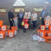 From left to right - Nicola Evans WFDC, Karen Blanchfield Little Litter Warriors. Suzy Richardson, Julie Goodyear District Commissioner Wyre Forest Scouts and Councillor John Thomas. And in the front is 4-year old Jacob Richardson.