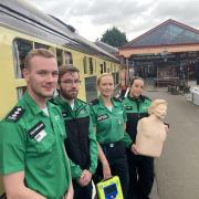 Brandon Keechan, Scott Tyler, Christine Nicholls and Fiona Moore of St John Ambulance Kidderminster unit at the Severn Valley Railway