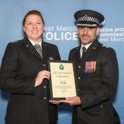 PC Zoey Day receiving her Chief Superintendent commendation