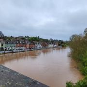 Flood barriers deployed in Bewdley as Storm Babet
