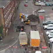 A drone image of the works being carried out on Green Street