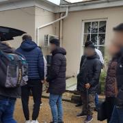 Asylum seekers leaving the Gainsborough House Hotel