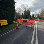 A section of the A448 Kidderminster Road closed on Monday (February 19)