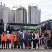 Mark Olpin (front centre) with colleagues from Slicker Recycling