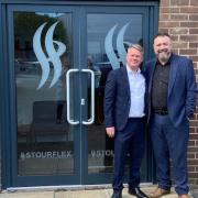 Minster Micro head of sales Paul Taylor (left) and Stourflex managing director Mike Garrington (right)