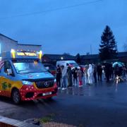 A long queue for the Mr Tee King of Desserts van at the Heart of Oak car park in Hereford last month