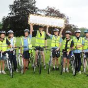 Charity cycle: Abberley Hall pupils get ready to take on the challenge.