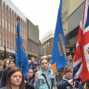 Scouts and Guides march through Kidderminster. Photo: Colin Hill.