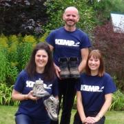 Made for walking: From left, Kemp Hospice’s Julie Hicks, Richard Hanbury and Samantha Howell get set for the River Severn walk.