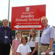 Green warriors: From left, council cabinet member for environment Anthony Blagg, Bewdley Primary School pupils Jesse Burgess, Nina Southall and Evie Sellars with Paul Roper.