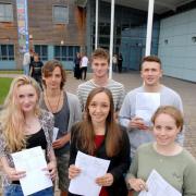 EXAM CELEBRATIONS: Bewdley School and Sixth Form Centre pupils, back from left, Jack Davies, Alfie Sylvester, Ben Court, front from left, Daisy Marchant, Lily Booton and Rebecca McKenzie. 341404M