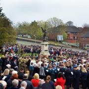 LEST WE FORGET: The remembrance service outside St Mary’s and All Saints Church in Kidderminster. Picture: Colin Hill