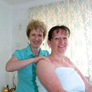 Great effort: Cora O'Mahony, left, giving a   massage to fellow Kidderm-inster and Stourport AC member,   Theresa Wilson.