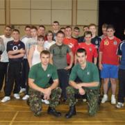Kidderminster College sports students with Royal Marines Harry Baxter and Dane Binks