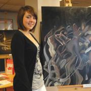 'Exciting’: Kate Crowther-Green with her artwork at HSBC bank, in Load Street, Bewdley.