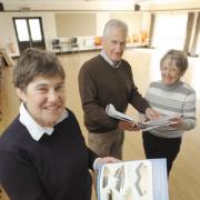 Improving performances: Georgina Coen, left, with Richard Coen and Sarah Marshall of Heightington Village Hall are planning for a new stage.