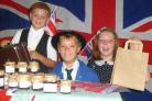Wartime: Oliver Modley, Owen Morris and Hannah Styles, selling strawberry jam during the Second World War event.