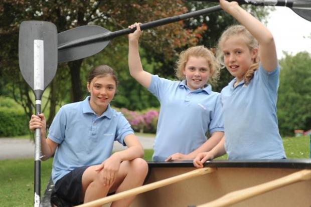 PLUCKY FUNDRAISERS: Three of the Abberley Hall pupils who braved a gruelling canoe down the River Severn - (from left) Harriet Cuthbert, Isobel Salt and Lucy Powell.