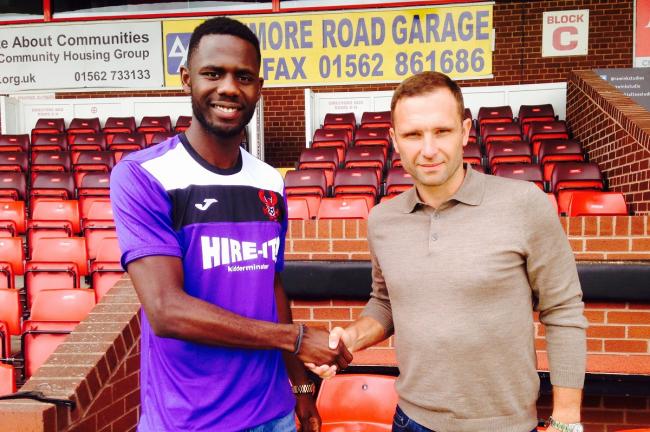 Mani Dieseruvwe , pictured with John Eustace, bagged Harriers' first goal